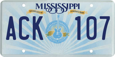 MS license plate ACK107