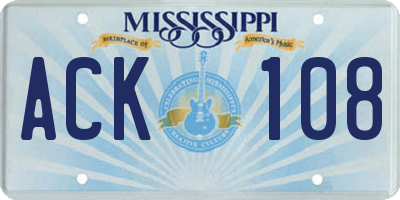 MS license plate ACK108