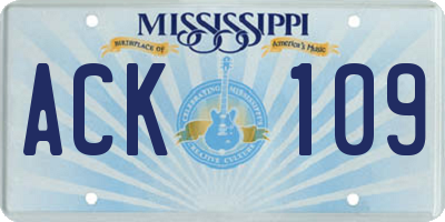 MS license plate ACK109