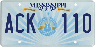 MS license plate ACK110