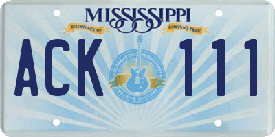 MS license plate ACK111