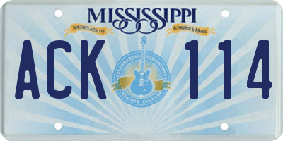 MS license plate ACK114