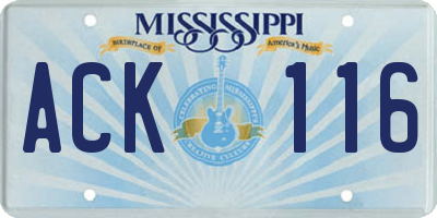 MS license plate ACK116