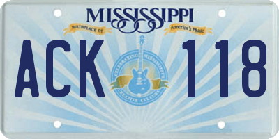 MS license plate ACK118