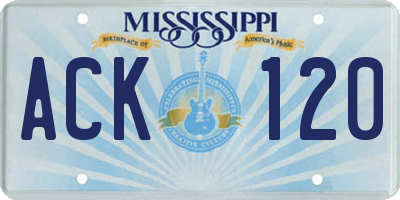 MS license plate ACK120
