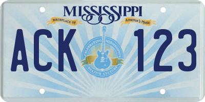 MS license plate ACK123