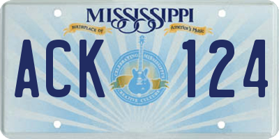 MS license plate ACK124
