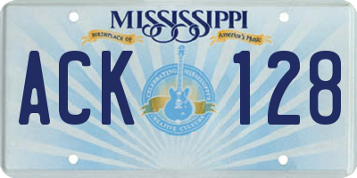 MS license plate ACK128