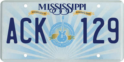MS license plate ACK129