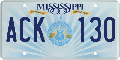 MS license plate ACK130