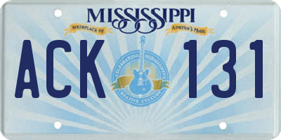 MS license plate ACK131