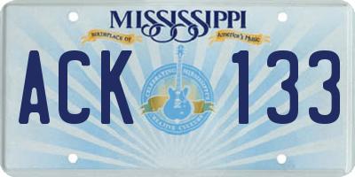 MS license plate ACK133