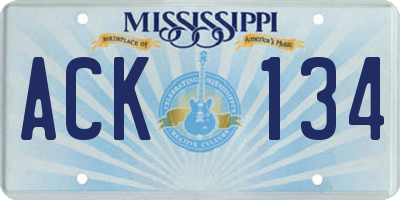MS license plate ACK134