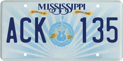 MS license plate ACK135