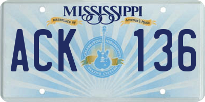 MS license plate ACK136