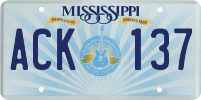 MS license plate ACK137