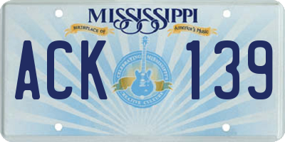 MS license plate ACK139