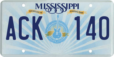 MS license plate ACK140