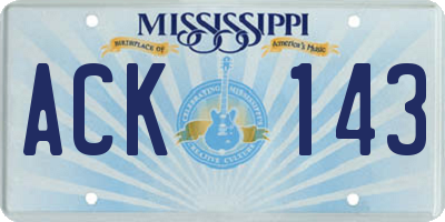 MS license plate ACK143