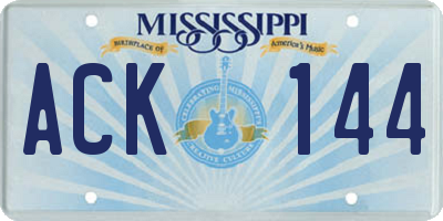 MS license plate ACK144