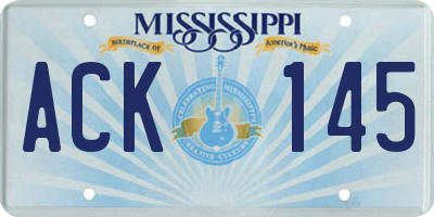 MS license plate ACK145