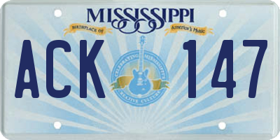 MS license plate ACK147