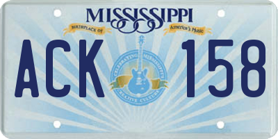 MS license plate ACK158