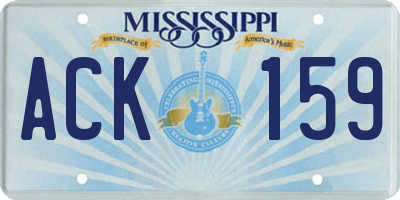 MS license plate ACK159