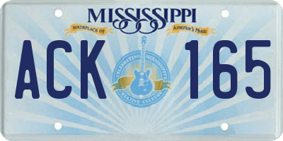 MS license plate ACK165