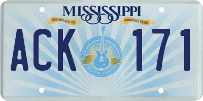 MS license plate ACK171