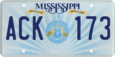 MS license plate ACK173