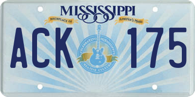 MS license plate ACK175