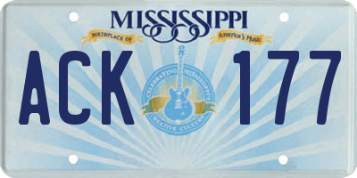 MS license plate ACK177