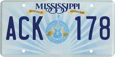 MS license plate ACK178