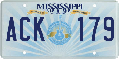 MS license plate ACK179