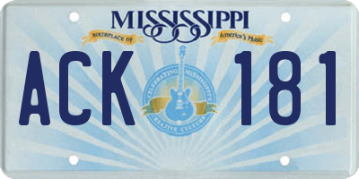 MS license plate ACK181