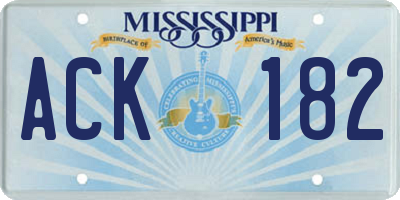 MS license plate ACK182