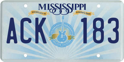 MS license plate ACK183