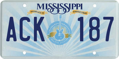 MS license plate ACK187