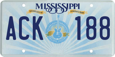 MS license plate ACK188
