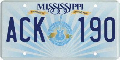 MS license plate ACK190