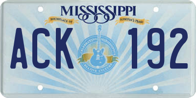 MS license plate ACK192