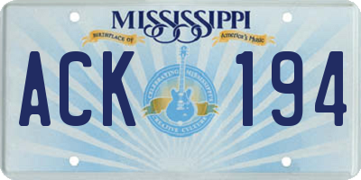 MS license plate ACK194