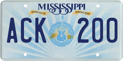 MS license plate ACK200