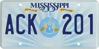 MS license plate ACK201