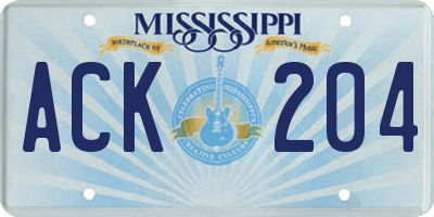 MS license plate ACK204
