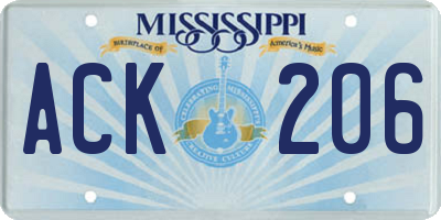 MS license plate ACK206