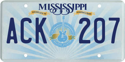 MS license plate ACK207