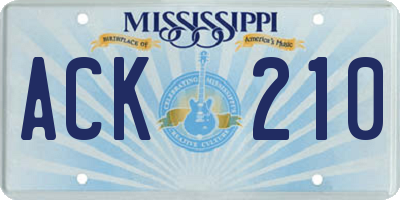 MS license plate ACK210
