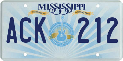 MS license plate ACK212